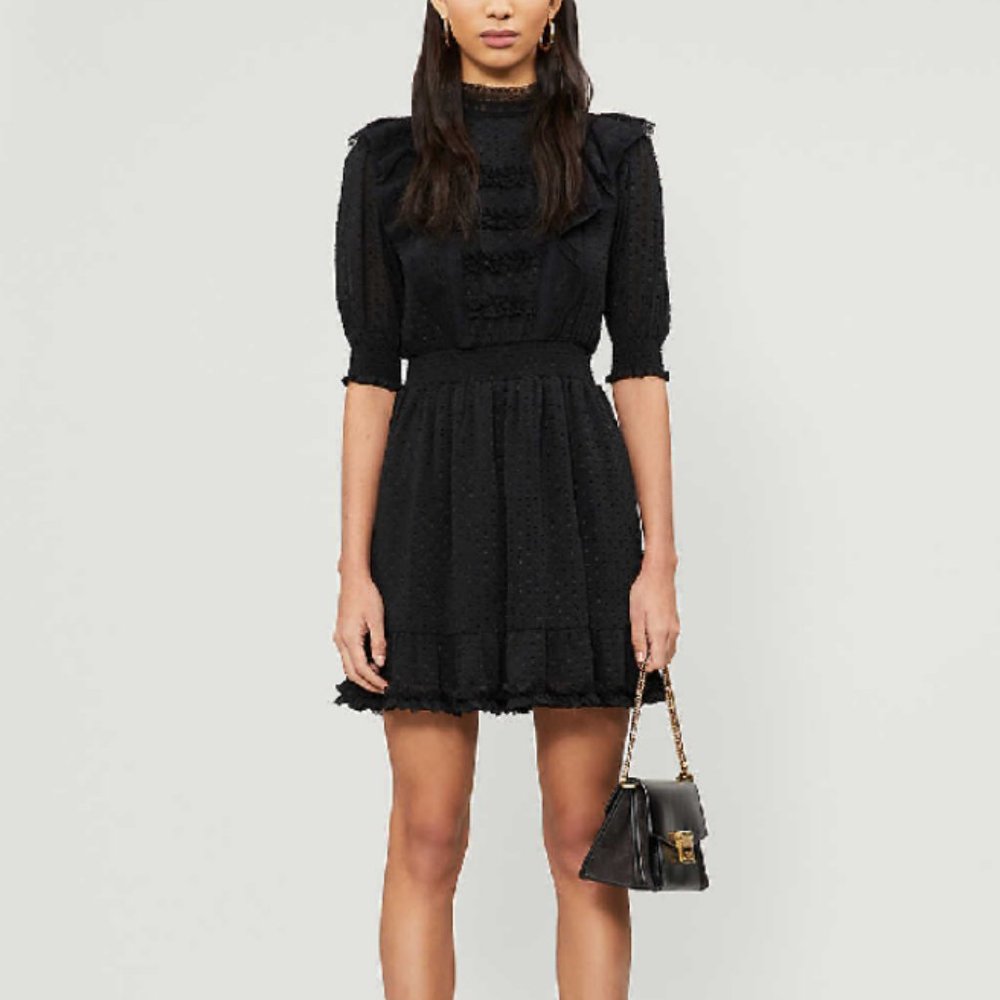 NWT The Kooples Ruffled-Lace Plumetis Mini Dress - FREE Shipping!